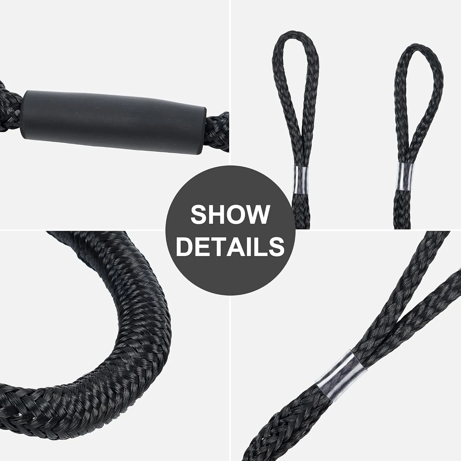 Bungee Dock Line Mooring Rope for Boat 4ft Black 4 Pack