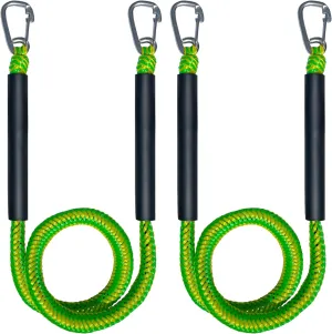 Bungee Dock Line with Double 316 Stainless Steel Clips Floatable Mooring Rope Boat Snubber Docking Rope for PWC, Boat Accessory for Jet Ski, Kayak, Watercraft, Bass Boat, SeaDoo, 4FT, 2 Pack