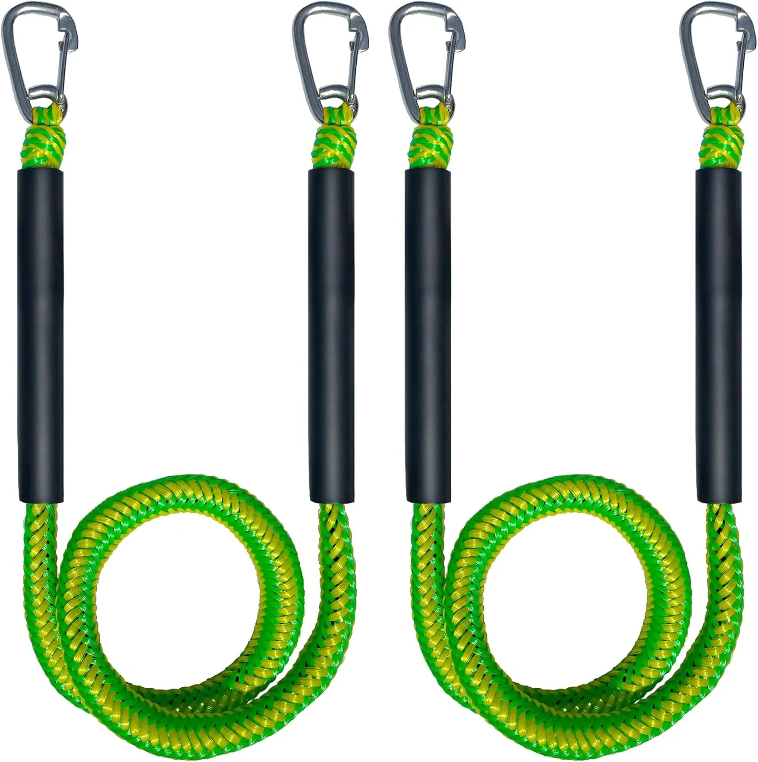 Bungee Dock Line with Double 316 Stainless Steel Clips Floatable Mooring Rope Boat Snubber Docking Rope for PWC, Boat Accessory for Jet Ski, Kayak, Watercraft, Bass Boat, SeaDoo, 4FT, 2 Pack