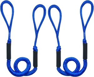 Bungee Dock Line,Boat Rope Stretchable Docking String with Foam Float for Pontoon Boat,Jet ski, seadoo,WaveRunner,Kayak,Boating Gifts for Men,2pack,4-5.5FT (Blue)