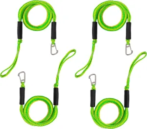 Bungee Dock Lines, Boat Ropes for Docking,Mooring Rope with Stainless Steel Clip - Accessories for Boats, PWC, Kayak, Watercraft,SeaDoo,Jet Ski, Pontoon, Canoe, Power Boat Green 4-Pack