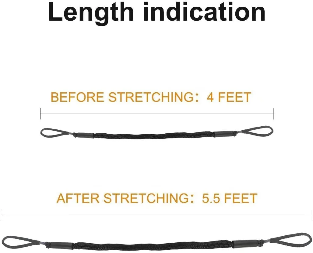 Bungee Dock Lines for Boat Shock Absorb Dock Tie Mooring Rope Boat Accessories 4-5.5 ft,4Pack (Black)