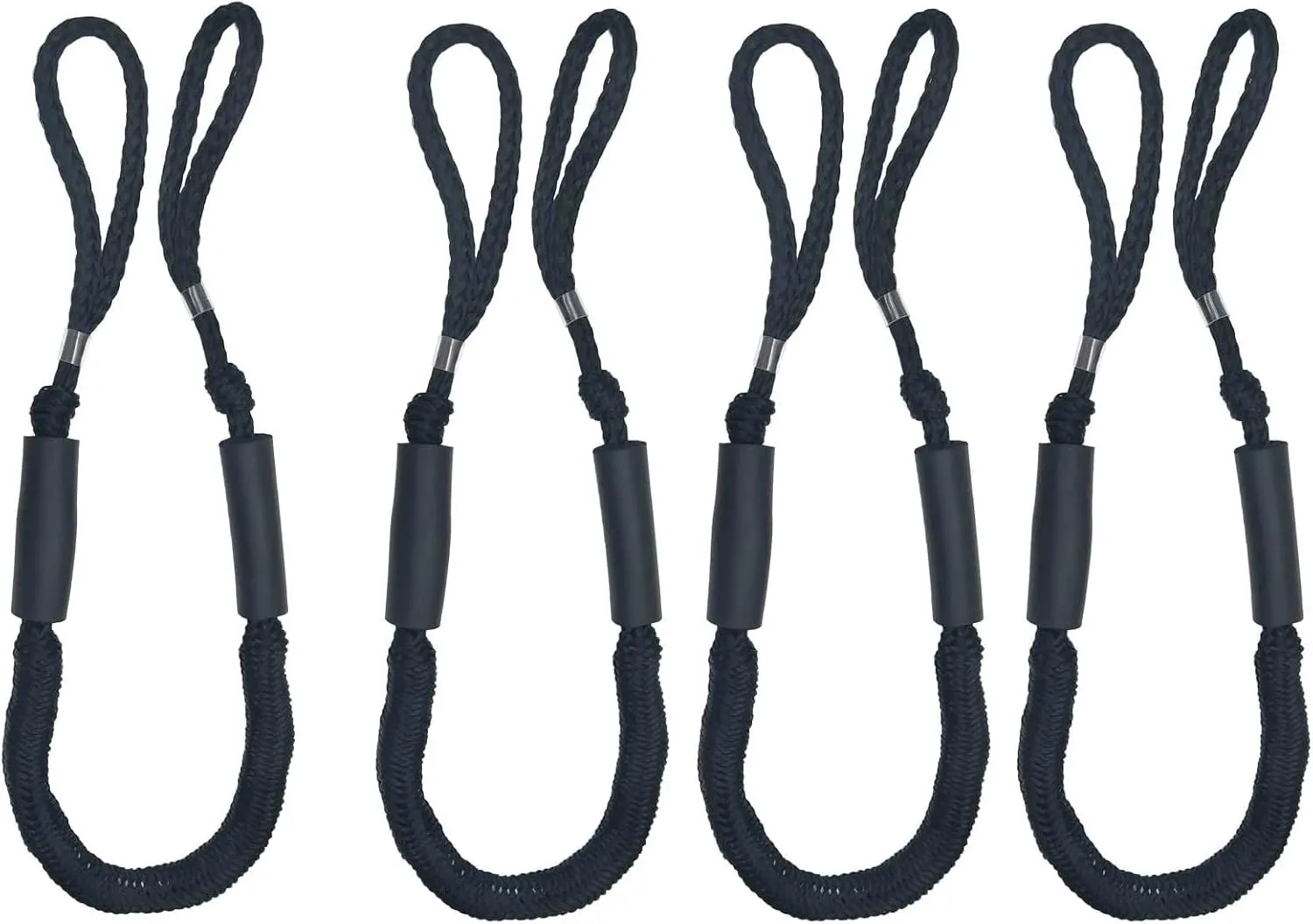 Bungee Dock Lines for Boat Shock Absorb Dock Tie Mooring Rope Boat Accessories 4-5.5 ft,4Pack (Black)