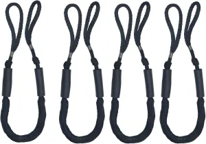 Bungee Dock Lines for Boat Shock Absorb Dock Tie Mooring Rope Boat Accessories 4-5.5 ft,4Pack (Black)
