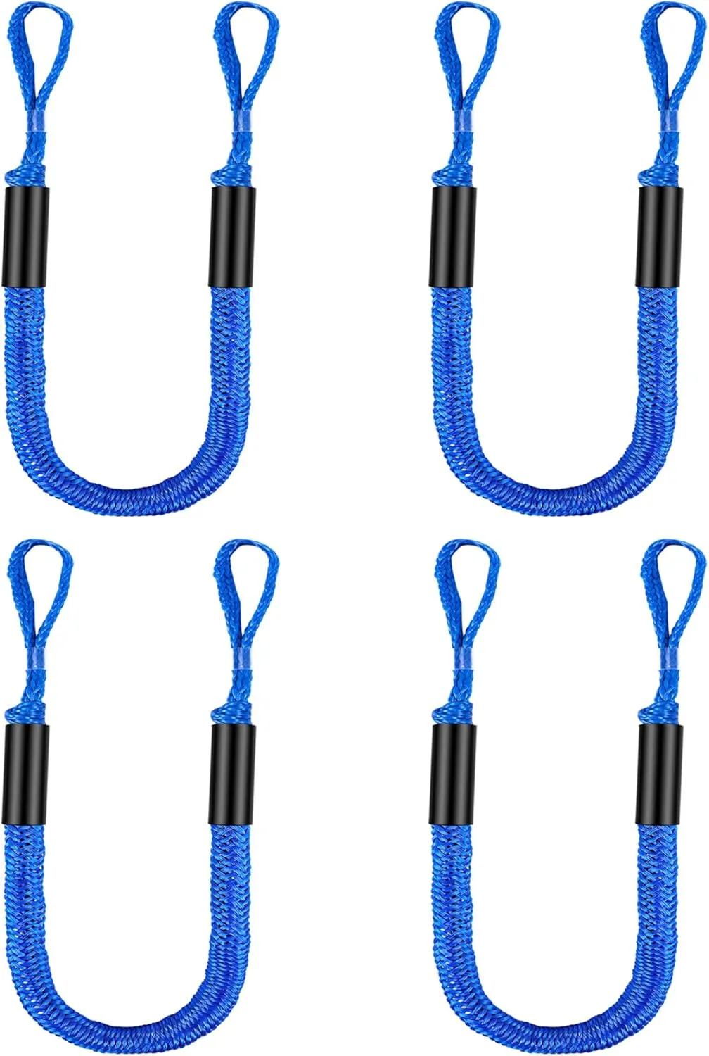 Bungee Dock Lines for Boat Shock Absorb Dock Tie Mooring Rope Boat Accessories 4-5.5 ft,4Pack (Blue)