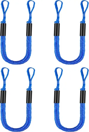 Bungee Dock Lines for Boat Shock Absorb Dock Tie Mooring Rope Boat Accessories 4-5.5 ft,4Pack (Blue)