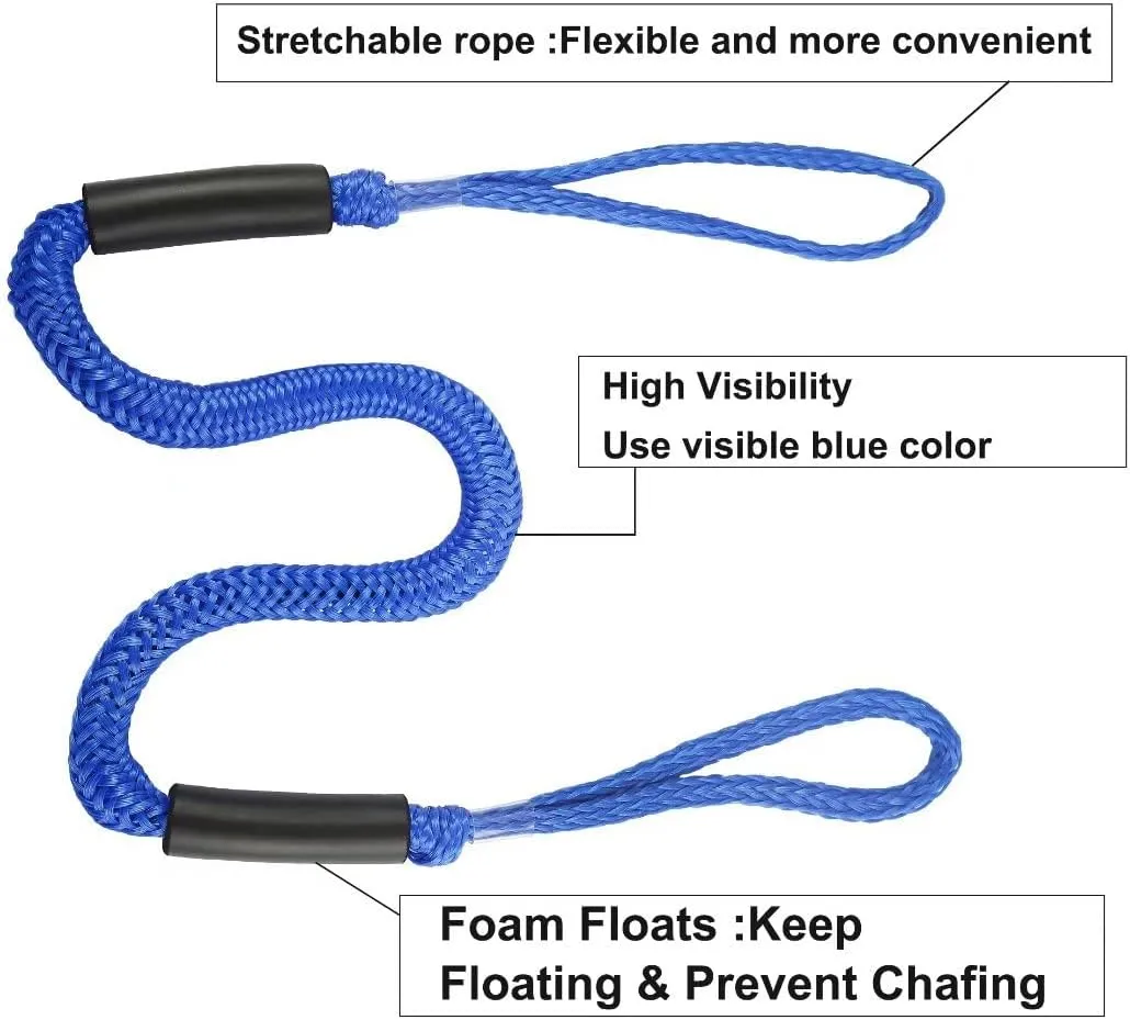 Bungee Dock Lines for Boat Shock Absorb Dock Tie Mooring Rope Boat Accessories 4-5.5 ft,4Pack (Blue)