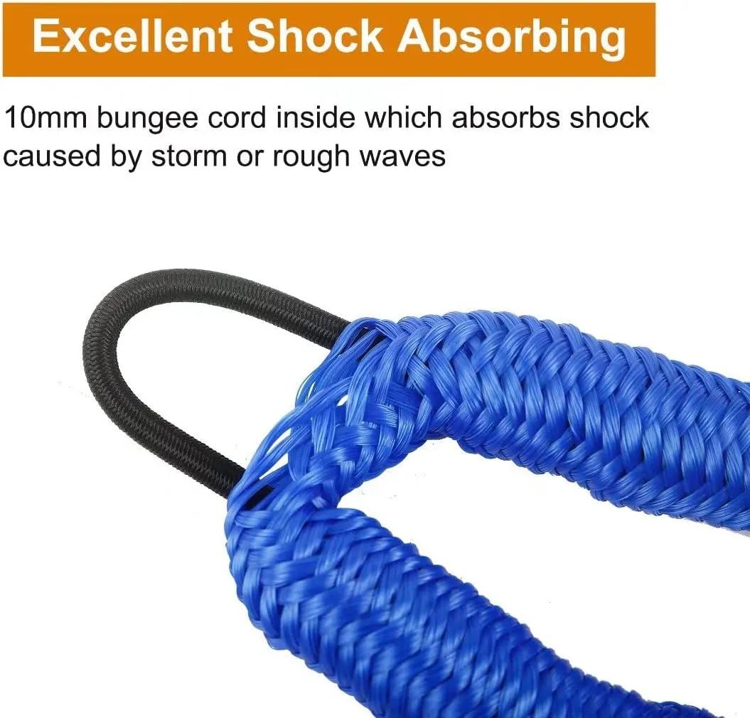 Bungee Dock Lines for Boat Shock Absorb Dock Tie Mooring Rope Boat Accessories 4-5.5 ft,4Pack (Blue)