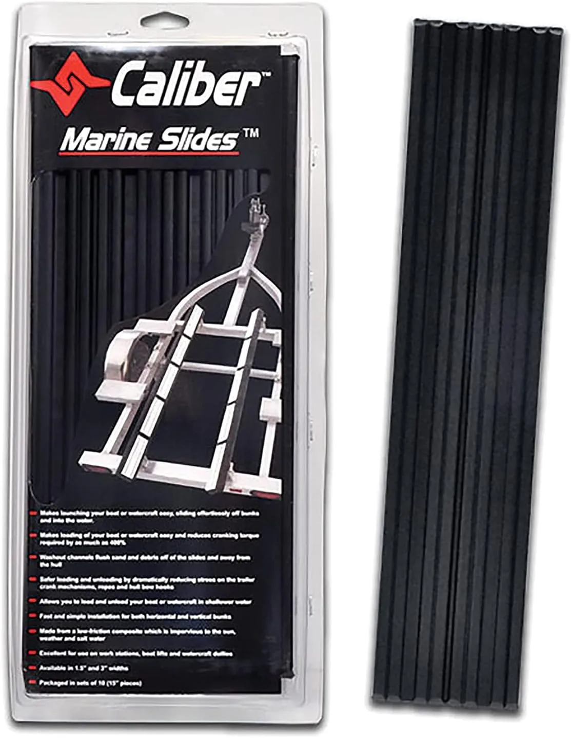 Caliber Marine Trailer Bunk Slides, Black, 10-Pack