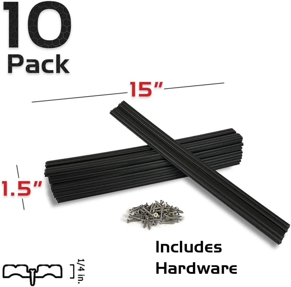 Caliber Marine Trailer Bunk Slides, Black, 10-Pack