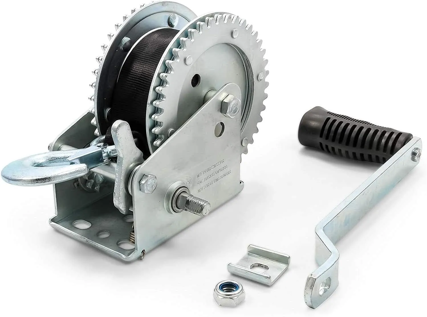 Camco Heavy Duty Steel Marine Towing Winch- Corrosion Resistant | 1,200 lb Capacity| Durable Gears Resist Wear & Tear| Resilient & UV Resistant 20’ Strap - (50001)