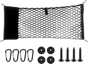 Car Cargo Net, Adjustable Stretchable Vehicle Storage Organizer with Hook, Elastic Double-Layer Automotive Organization Mesh Accessories, Universal for SUV, Sedan, Truck (43.31"x15.75")