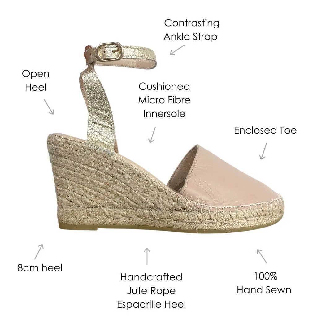 Carla Espadrille Wedge in Sandy Champagne