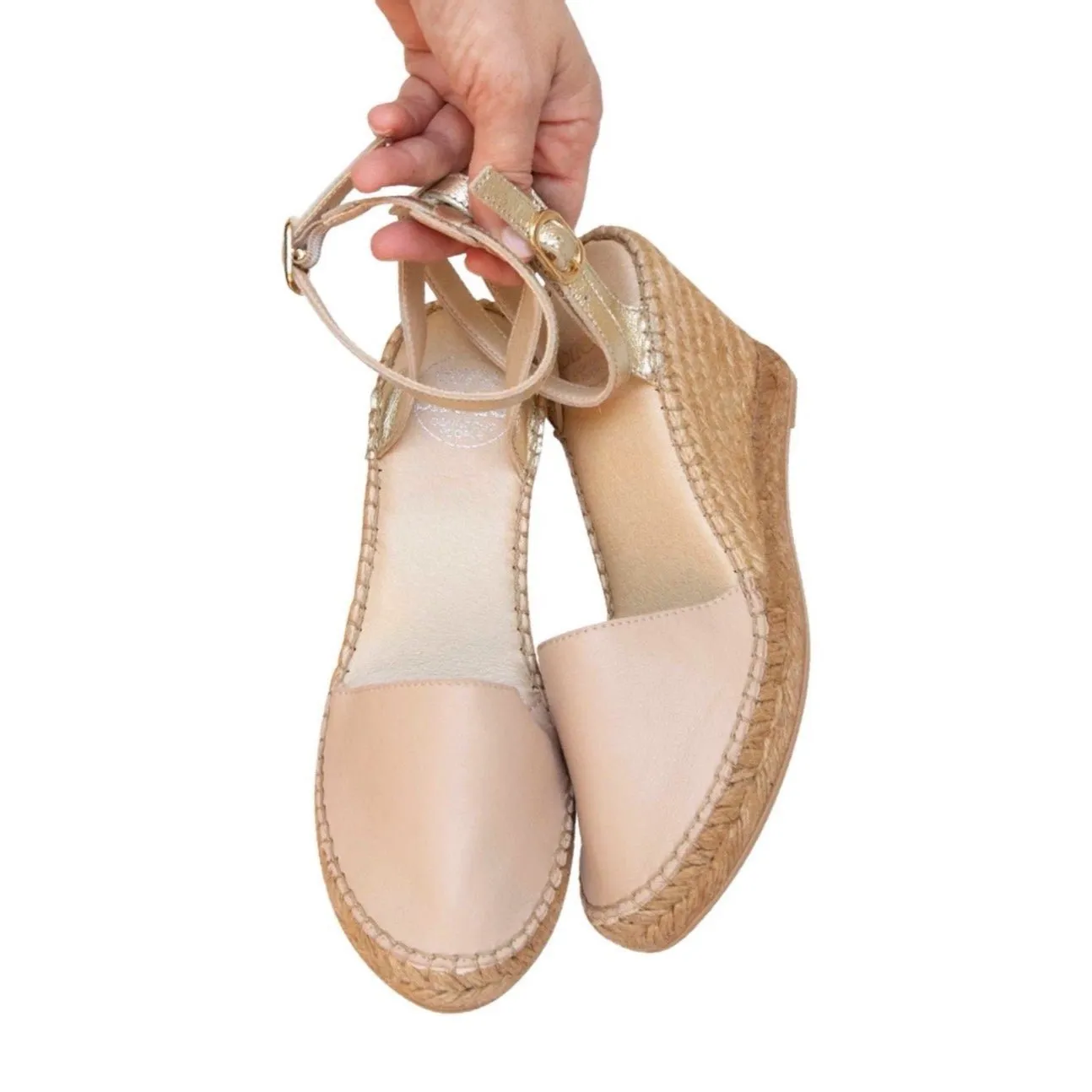 Carla Espadrille Wedge in Sandy Champagne