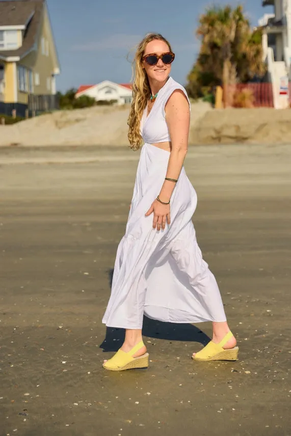 Charleston Shoe Co. Elizabeth Peep Toe Sling Back Wedge Sandal