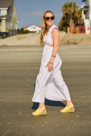Charleston Shoe Co. Elizabeth Peep Toe Sling Back Wedge Sandal