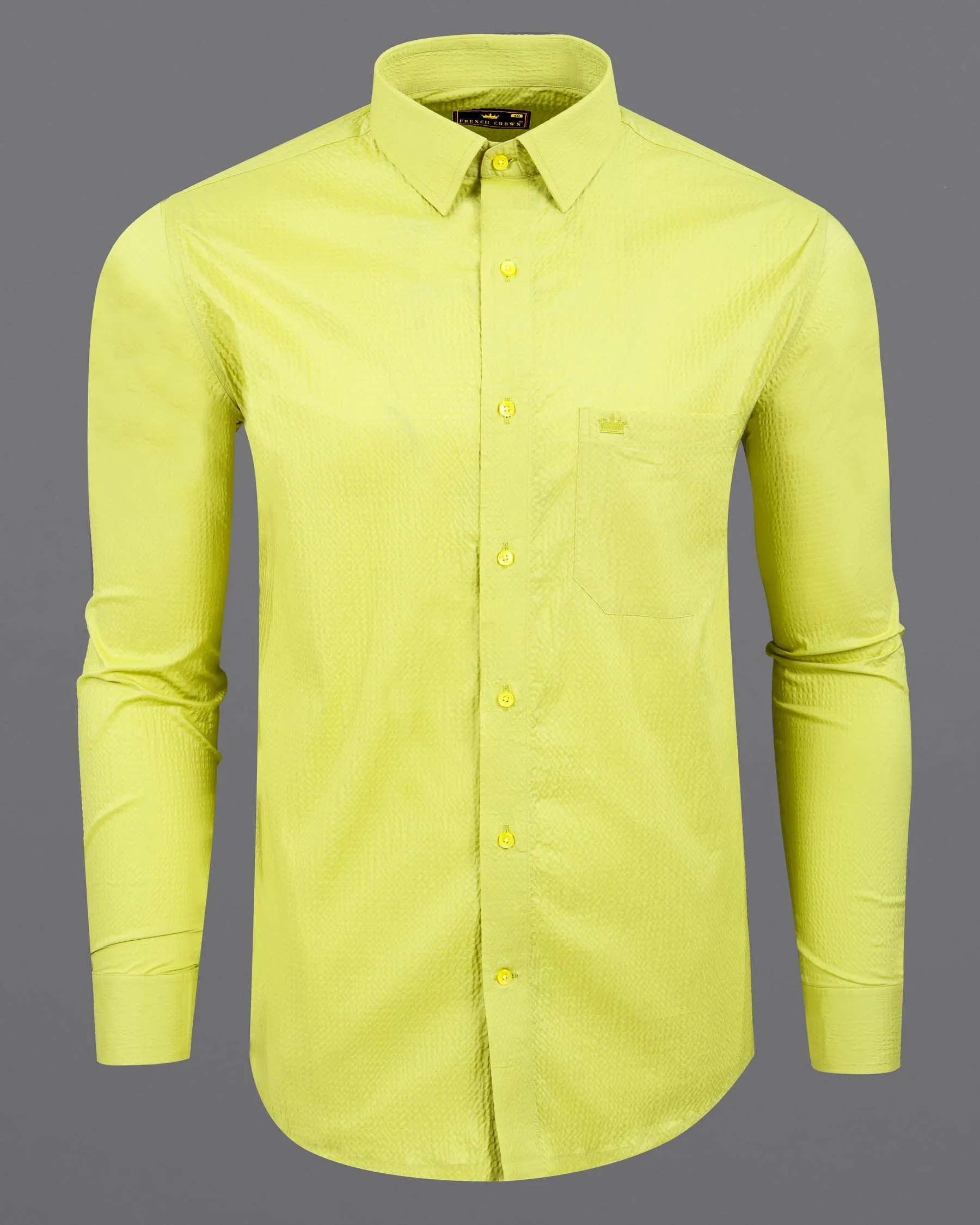 Chenin Green Seersucker Stretchable Premium Cotton Shirt