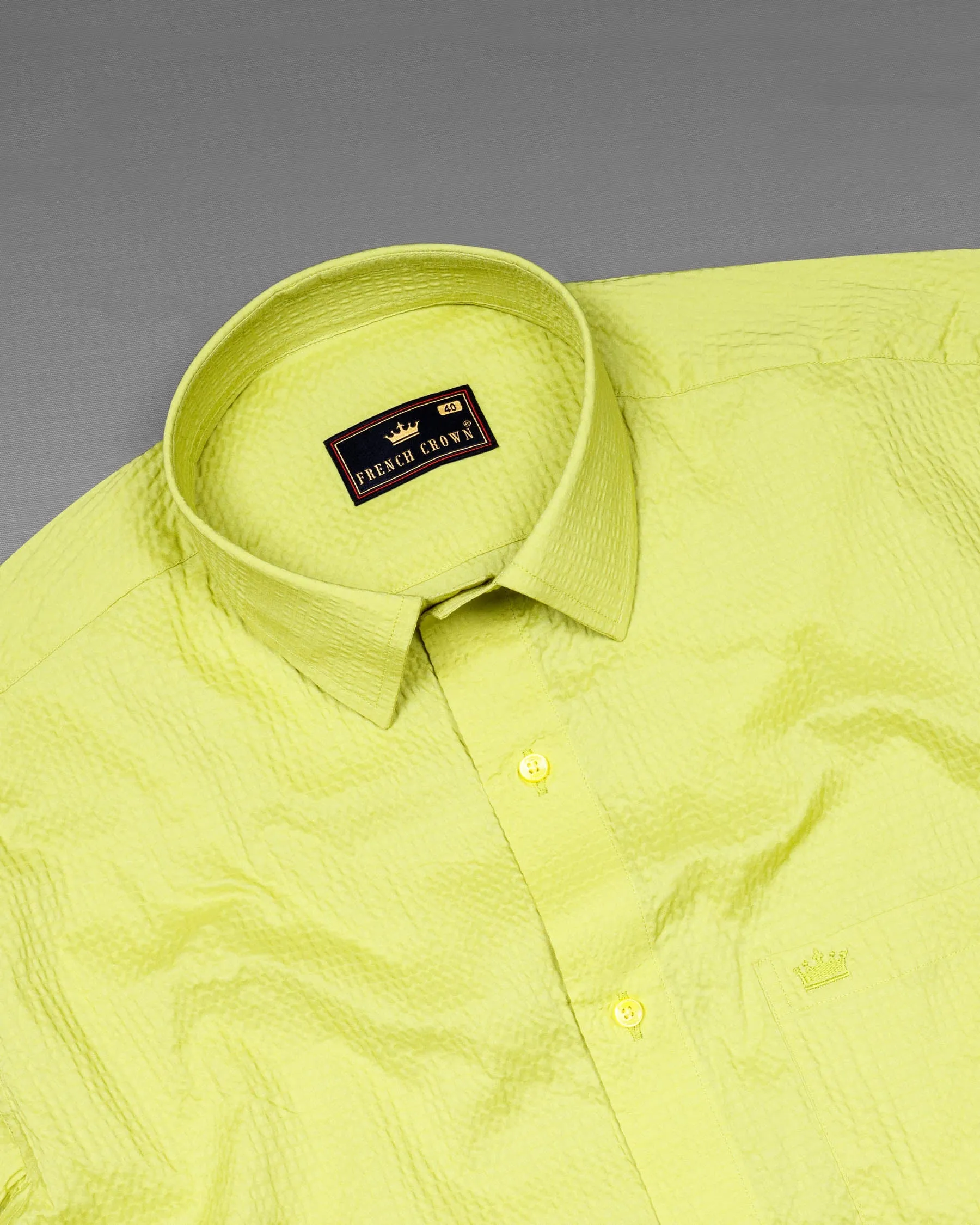 Chenin Green Seersucker Stretchable Premium Cotton Shirt