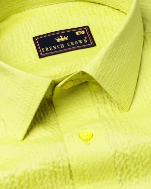 Chenin Green Seersucker Stretchable Premium Cotton Shirt