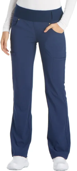 Cherokee Scrubs for Women Mid Rise Straight Leg Scrub Pants For Women Pull-on Bottoms with 6 Pockets & 360° Stretch - CK002