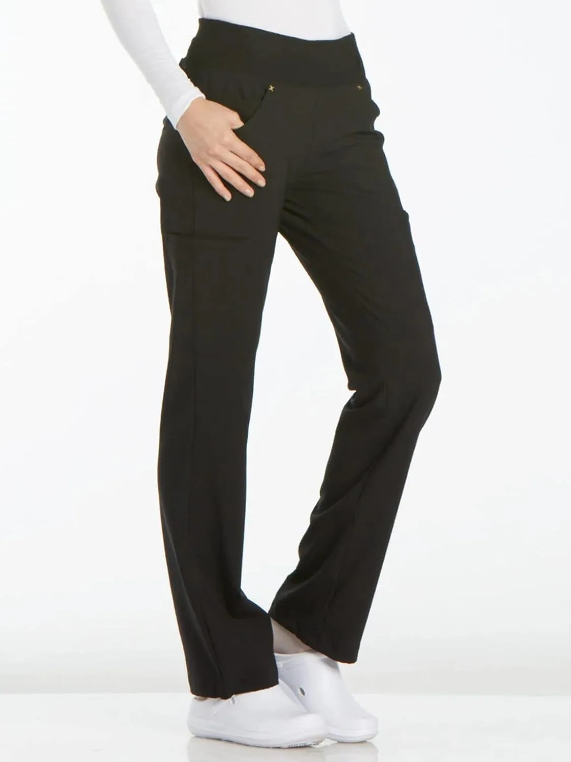 Cherokee Scrubs for Women Mid Rise Straight Leg Scrub Pants For Women Pull-on Bottoms with 6 Pockets & 360° Stretch - CK002