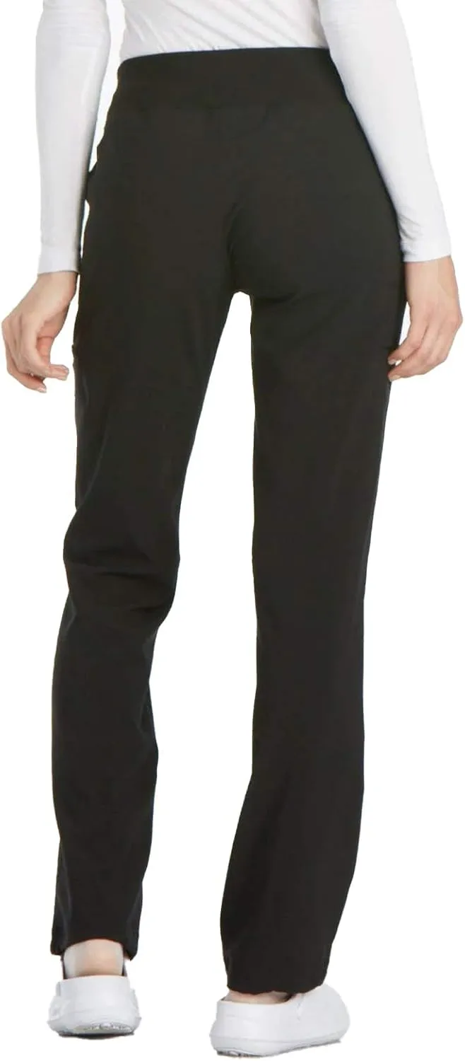 Cherokee Scrubs for Women Mid Rise Straight Leg Scrub Pants For Women Pull-on Bottoms with 6 Pockets & 360° Stretch - CK002