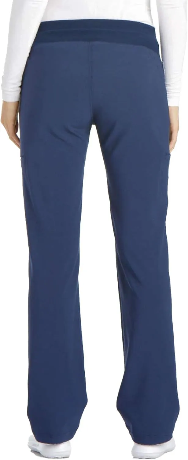 Cherokee Scrubs for Women Mid Rise Straight Leg Scrub Pants For Women Pull-on Bottoms with 6 Pockets & 360° Stretch - CK002