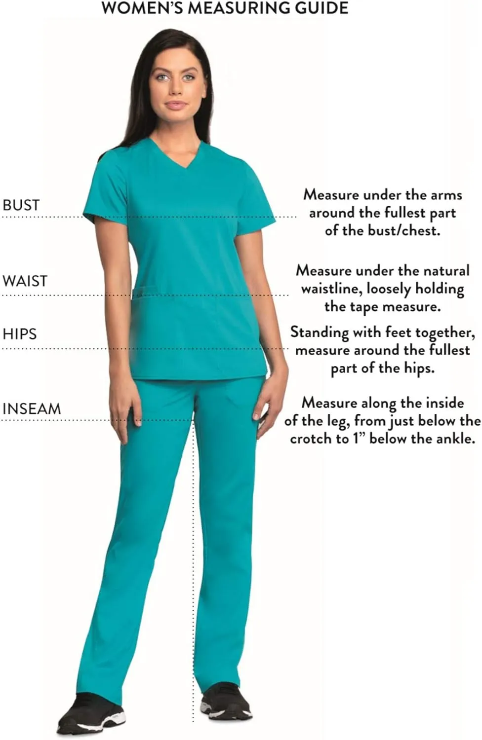 Cherokee Scrubs for Women Mid Rise Straight Leg Scrub Pants For Women Pull-on Bottoms with 6 Pockets & 360° Stretch - CK002