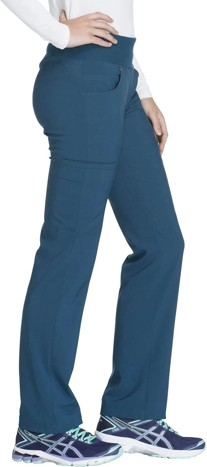 Cherokee Scrubs for Women Mid Rise Straight Leg Scrub Pants For Women Pull-on Bottoms with 6 Pockets & 360° Stretch - CK002