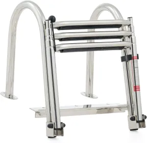 CO-Z 3 Step Telescoping Boat Ladder, Pontoon Boat Ladder with 400lb Strength, 316 Stainless Steel Folding Dock Ladder with Nonslip Steps, Heavy Duty Marine Boat Boarding Ladder for Yacht Swimming Pool