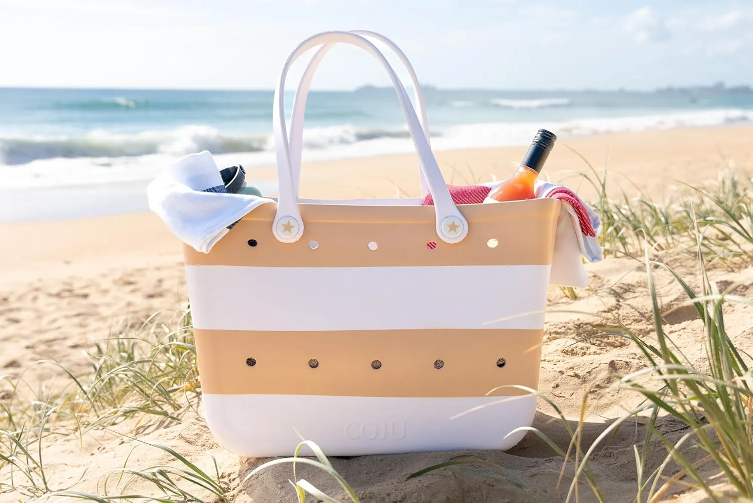 COJU Rubber Tote Bag Waterproof XL Large Tote Bag for Beach Pool Boat Sports Travel Washable Tip Proof Durable