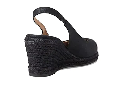 Cole Haan Cloudfeel Espadrille Wedge Slingback 80 mm Black Linen 6.5 B (M)