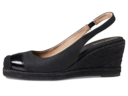 Cole Haan Cloudfeel Espadrille Wedge Slingback 80 mm Black Linen 6.5 B (M)