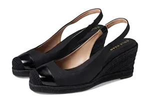 Cole Haan Cloudfeel Espadrille Wedge Slingback 80 mm Black Linen 6.5 B (M)