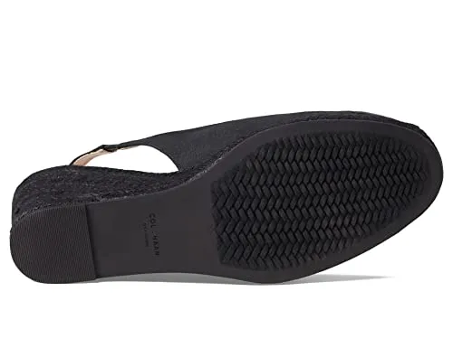 Cole Haan Cloudfeel Espadrille Wedge Slingback 80 mm Black Linen 6.5 B (M)