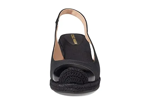 Cole Haan Cloudfeel Espadrille Wedge Slingback 80 mm Black Linen 6.5 B (M)