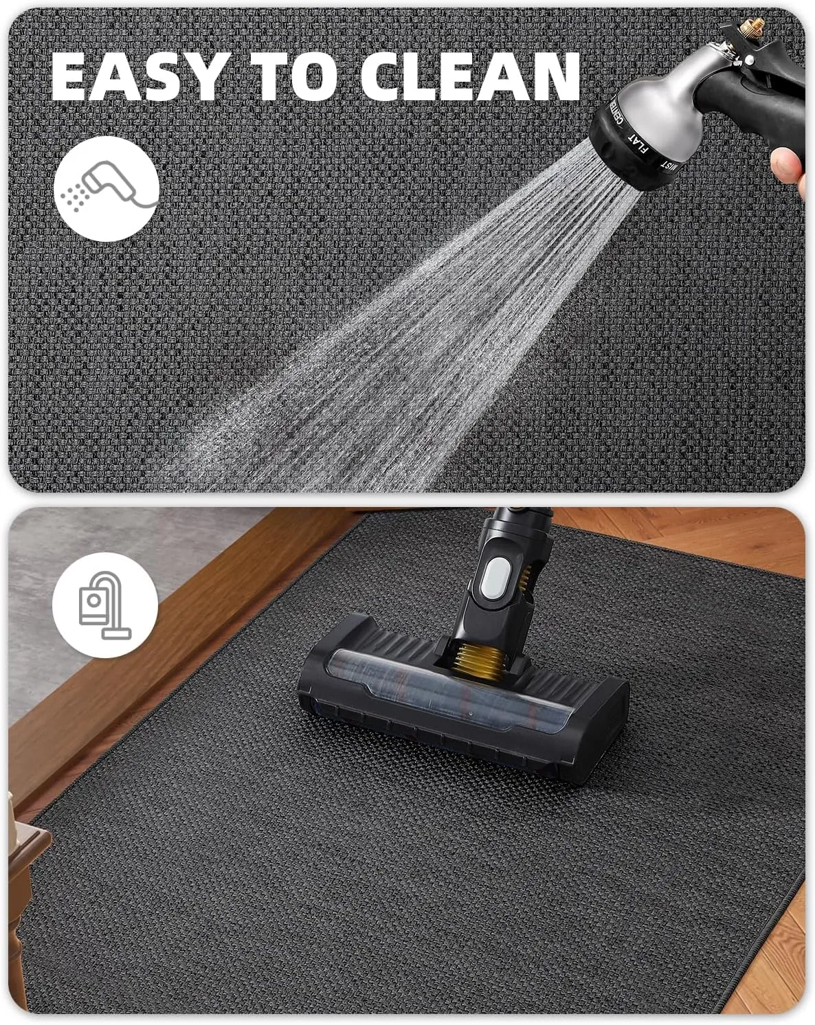 Color G - 26”x95” Kitchen Runner Rug Long Hallway Mat, Soft Non Slip Machine Washable Stair Carpet Runner for Hall Living Room Bedroom Sunroom Hardwood Floors, DLS-GREY-65X240