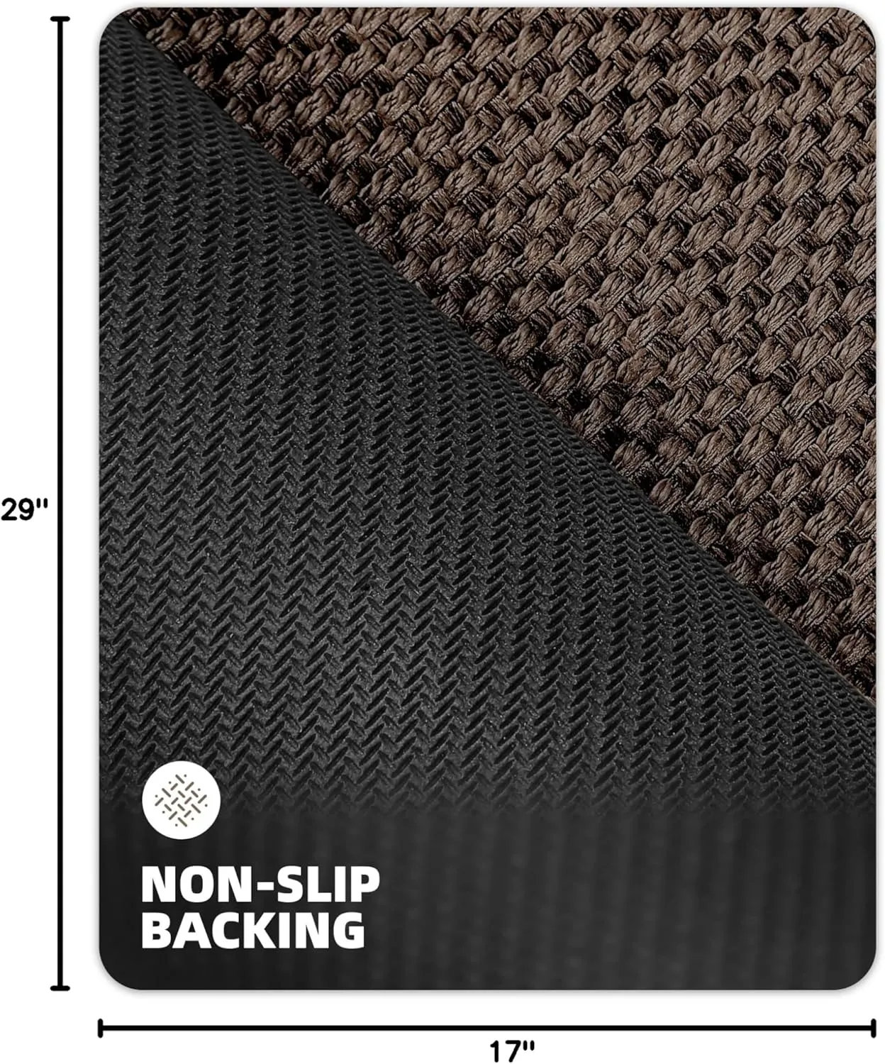 Color&Geometry Front Door Mat, 17"x29", Indoor Entrance Rug, Non-Slip, Washable, Low-Profile, Brown (Rolled-up NO Creases)