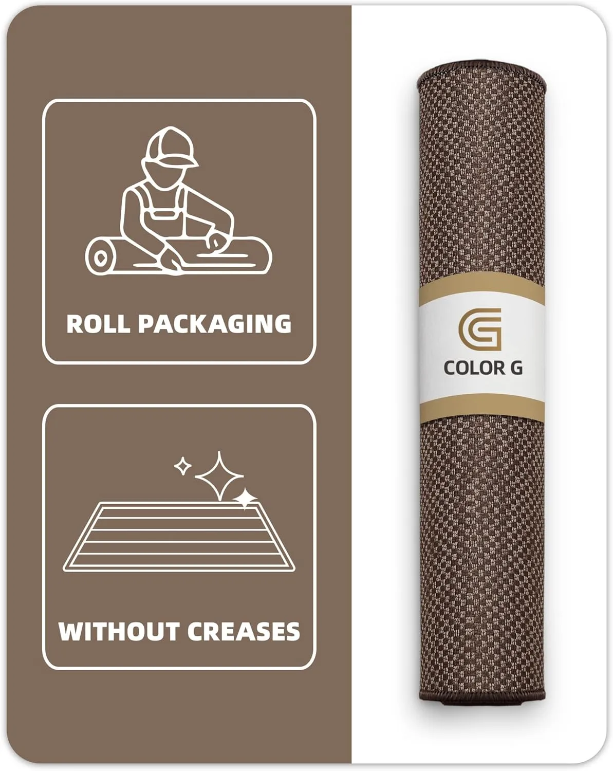 Color&Geometry Front Door Mat, 17"x29", Indoor Entrance Rug, Non-Slip, Washable, Low-Profile, Brown (Rolled-up NO Creases)