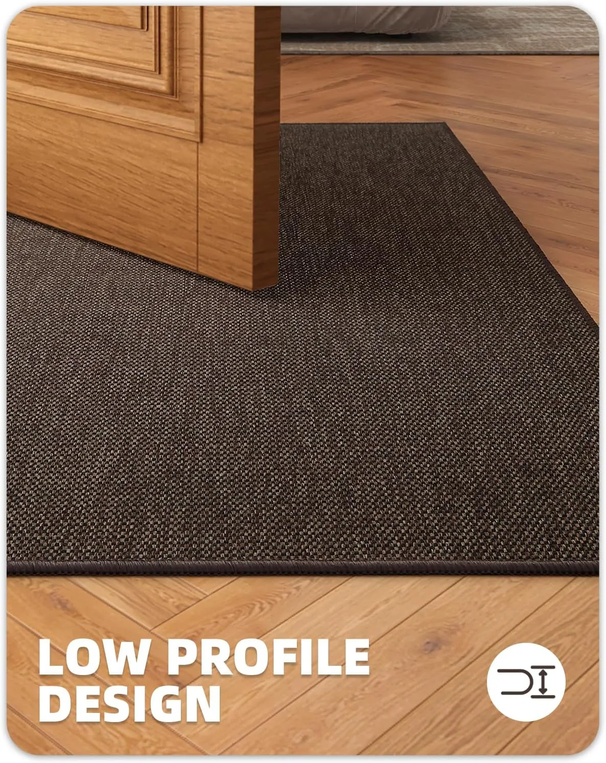 Color&Geometry Front Door Mat, 17"x29", Indoor Entrance Rug, Non-Slip, Washable, Low-Profile, Brown (Rolled-up NO Creases)
