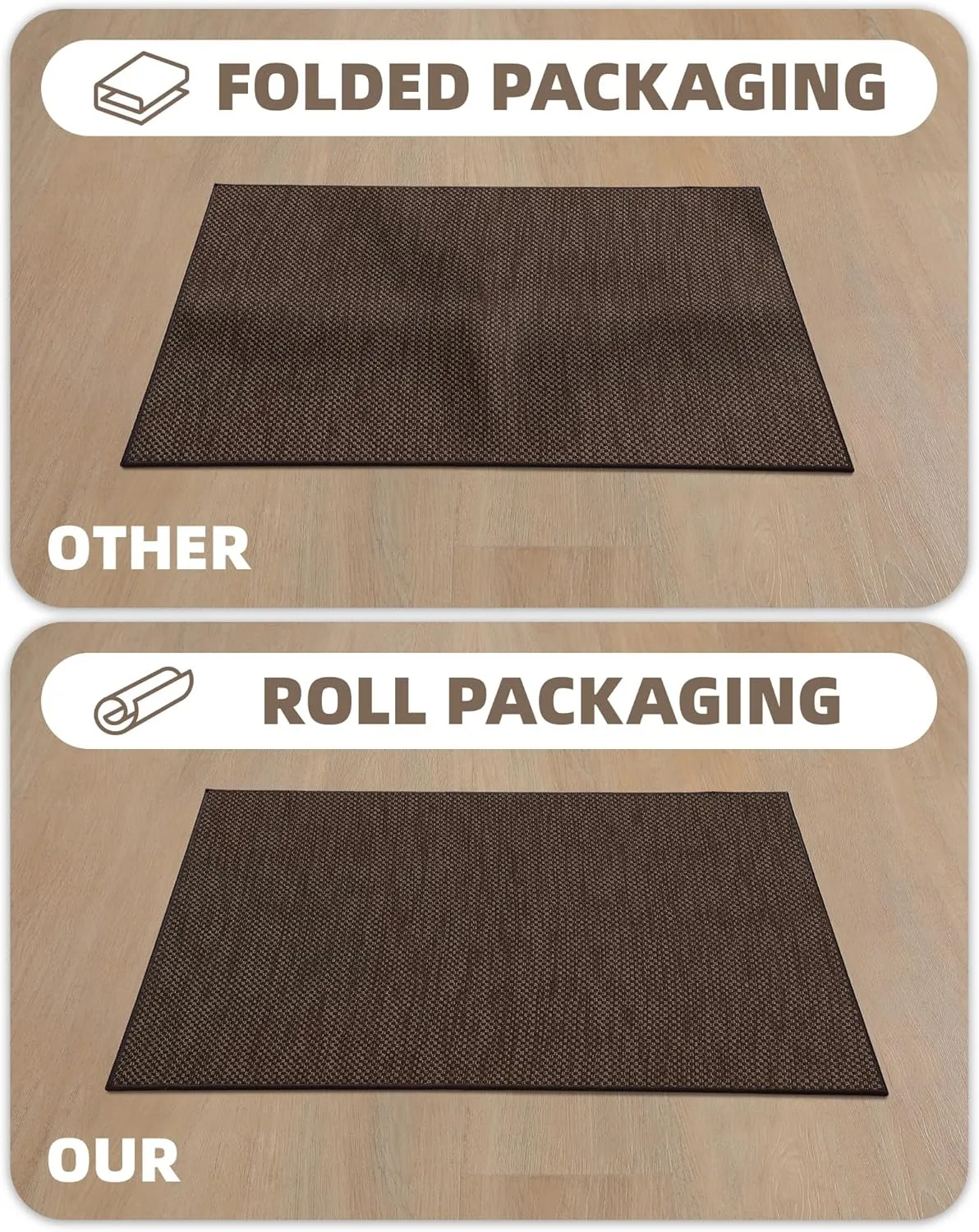Color&Geometry Front Door Mat, 17"x29", Indoor Entrance Rug, Non-Slip, Washable, Low-Profile, Brown (Rolled-up NO Creases)