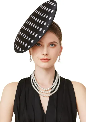Coucoland Fascinators Hats for Women - Tea Party Cocktail Fascinator Polka Dot Flat Kentucky Derby Vintage Hat for Party