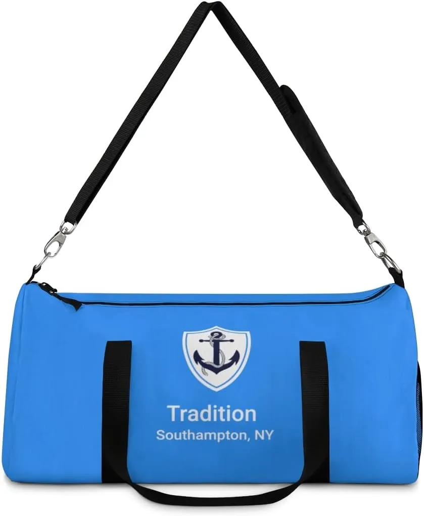 Custom Nautical Duffel Bag, Custom Boat Name Bag, Boat Accessory, Boating Gift, Nautical Yacht Gift, Personalized Anchor New Boat Owner Gift, for Gym, Travel (Blue, Small)