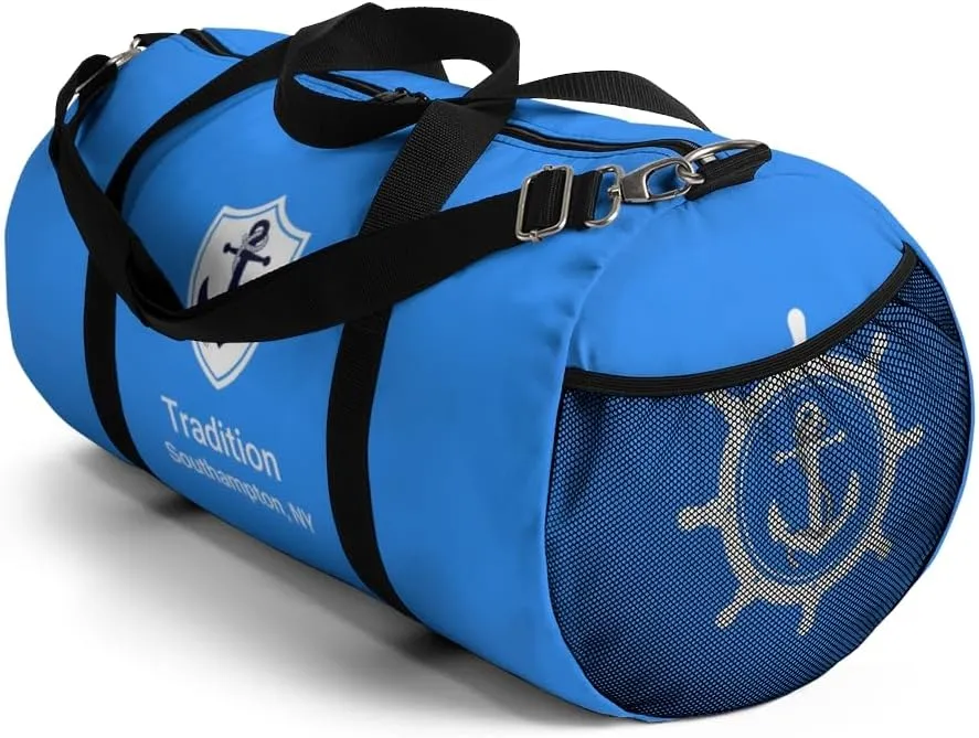 Custom Nautical Duffel Bag, Custom Boat Name Bag, Boat Accessory, Boating Gift, Nautical Yacht Gift, Personalized Anchor New Boat Owner Gift, for Gym, Travel (Blue, Small)