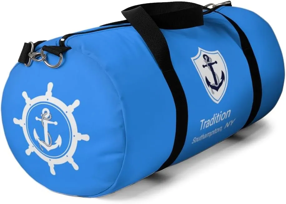 Custom Nautical Duffel Bag, Custom Boat Name Bag, Boat Accessory, Boating Gift, Nautical Yacht Gift, Personalized Anchor New Boat Owner Gift, for Gym, Travel (Blue, Small)