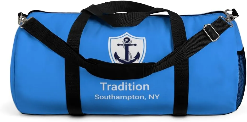 Custom Nautical Duffel Bag, Custom Boat Name Bag, Boat Accessory, Boating Gift, Nautical Yacht Gift, Personalized Anchor New Boat Owner Gift, for Gym, Travel (Blue, Small)