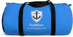 Custom Nautical Duffel Bag, Custom Boat Name Bag, Boat Accessory, Boating Gift, Nautical Yacht Gift, Personalized Anchor New Boat Owner Gift, for Gym, Travel (Blue, Small)