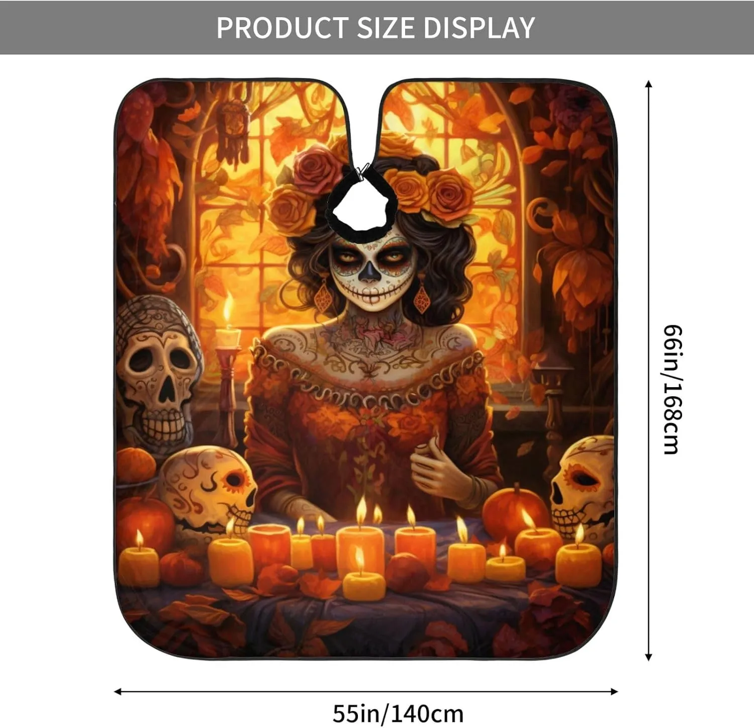 Day of The Dead Rose Sugar Skull Barber Cape with Adjustable Buckle Hair Cutting Salon Cape for Unisex, Perfect for Hairstylists