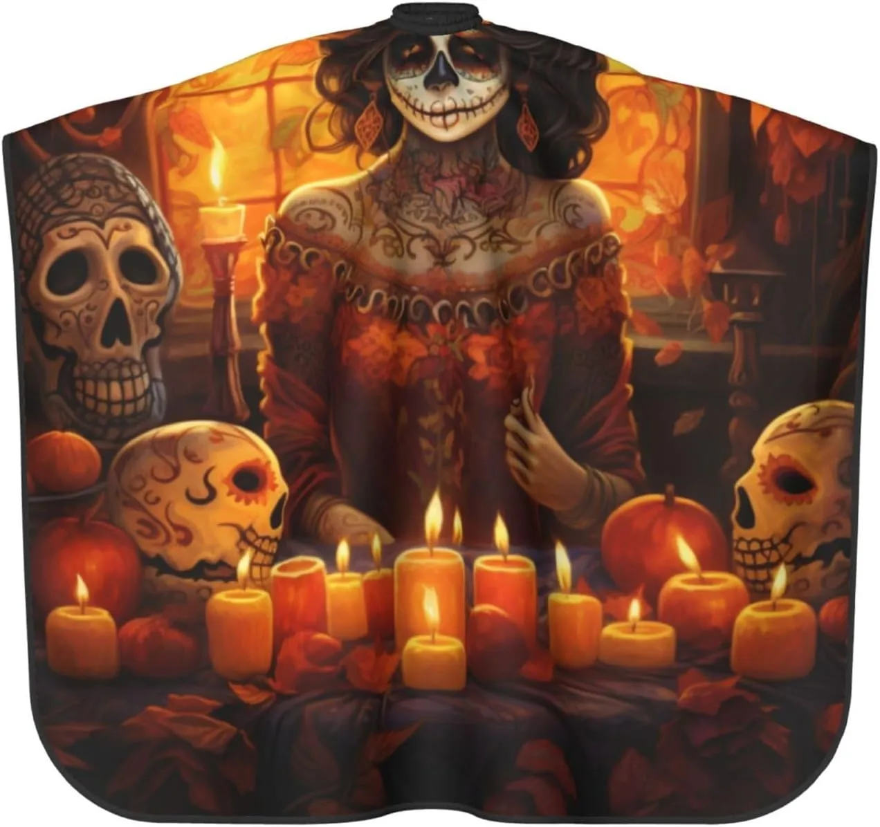 Day of The Dead Rose Sugar Skull Barber Cape with Adjustable Buckle Hair Cutting Salon Cape for Unisex, Perfect for Hairstylists