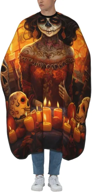 Day of The Dead Rose Sugar Skull Barber Cape with Adjustable Buckle Hair Cutting Salon Cape for Unisex, Perfect for Hairstylists